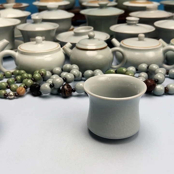 杯仿古月白釉马蹄杯原矿原釉原产地