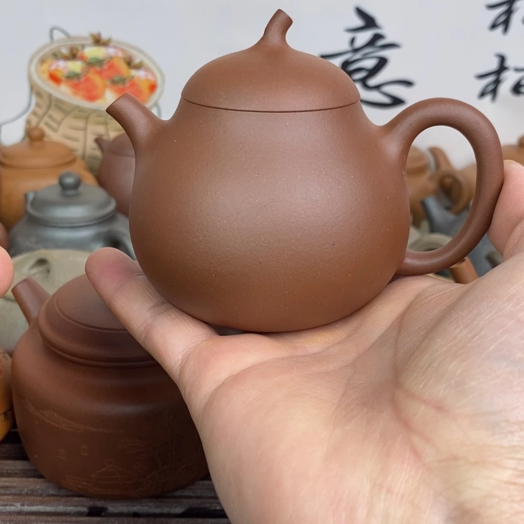 紫砂茶壶茄瓜原矿深井紫泥200cc左右0添加