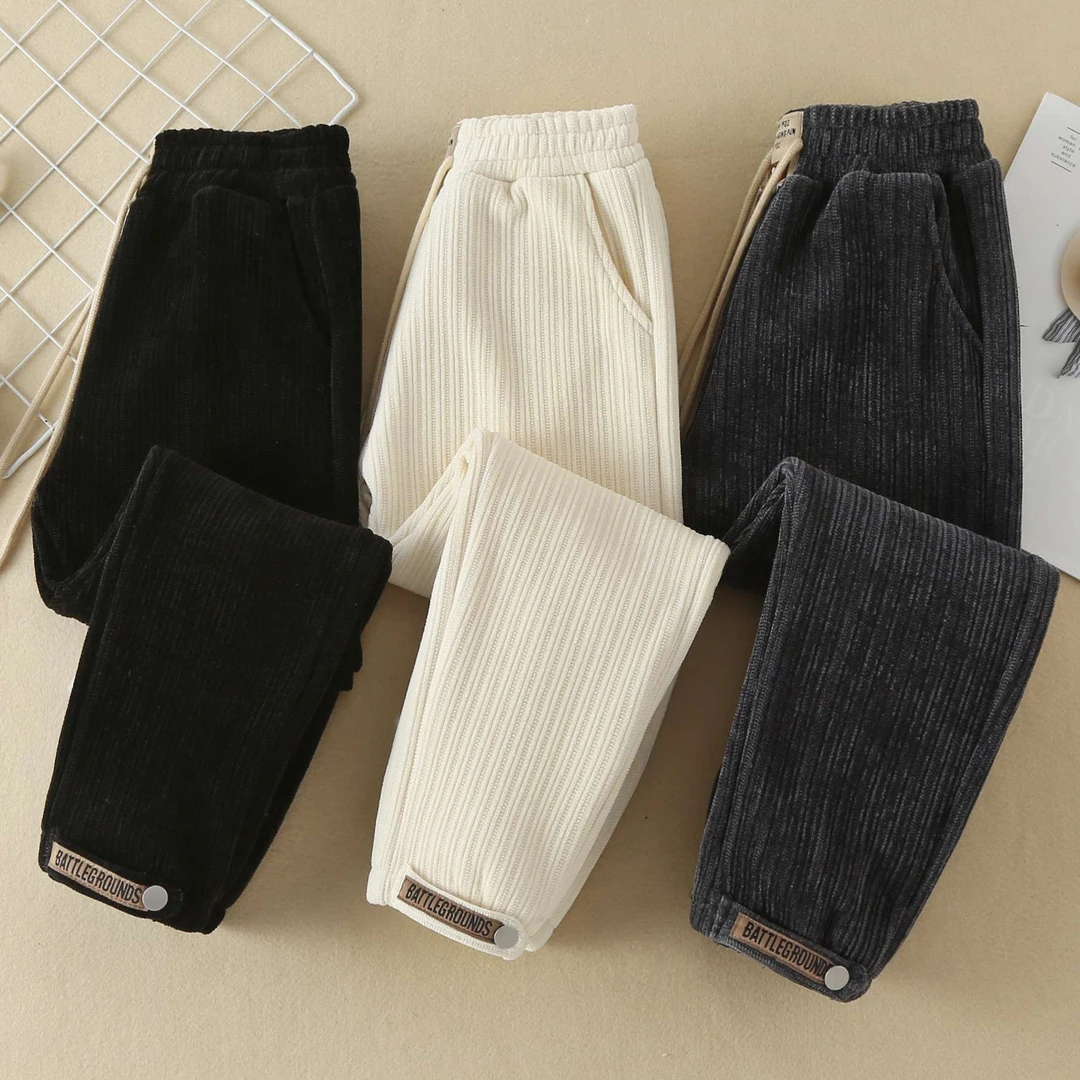 男女童运动裤秋冬款外穿加绒加厚一体绒卫裤中大儿童冬季休闲长裤