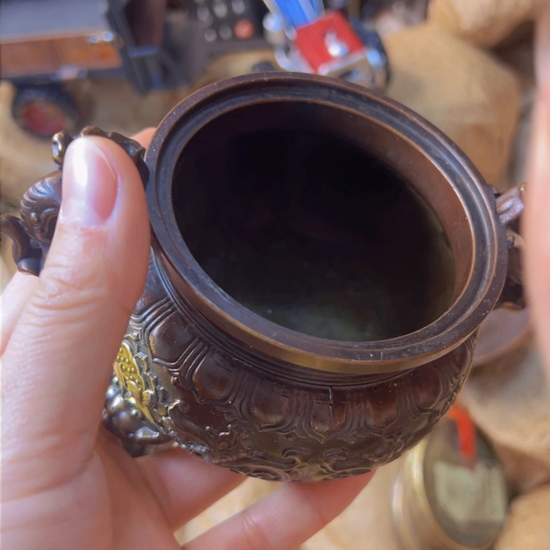 原矿风磨铜香炉一个