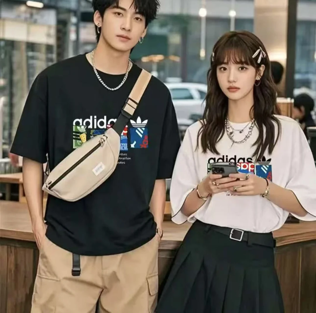 【100%纯棉】一折福利|夏季短袖男女休闲透气圆领印花T恤 ADL310