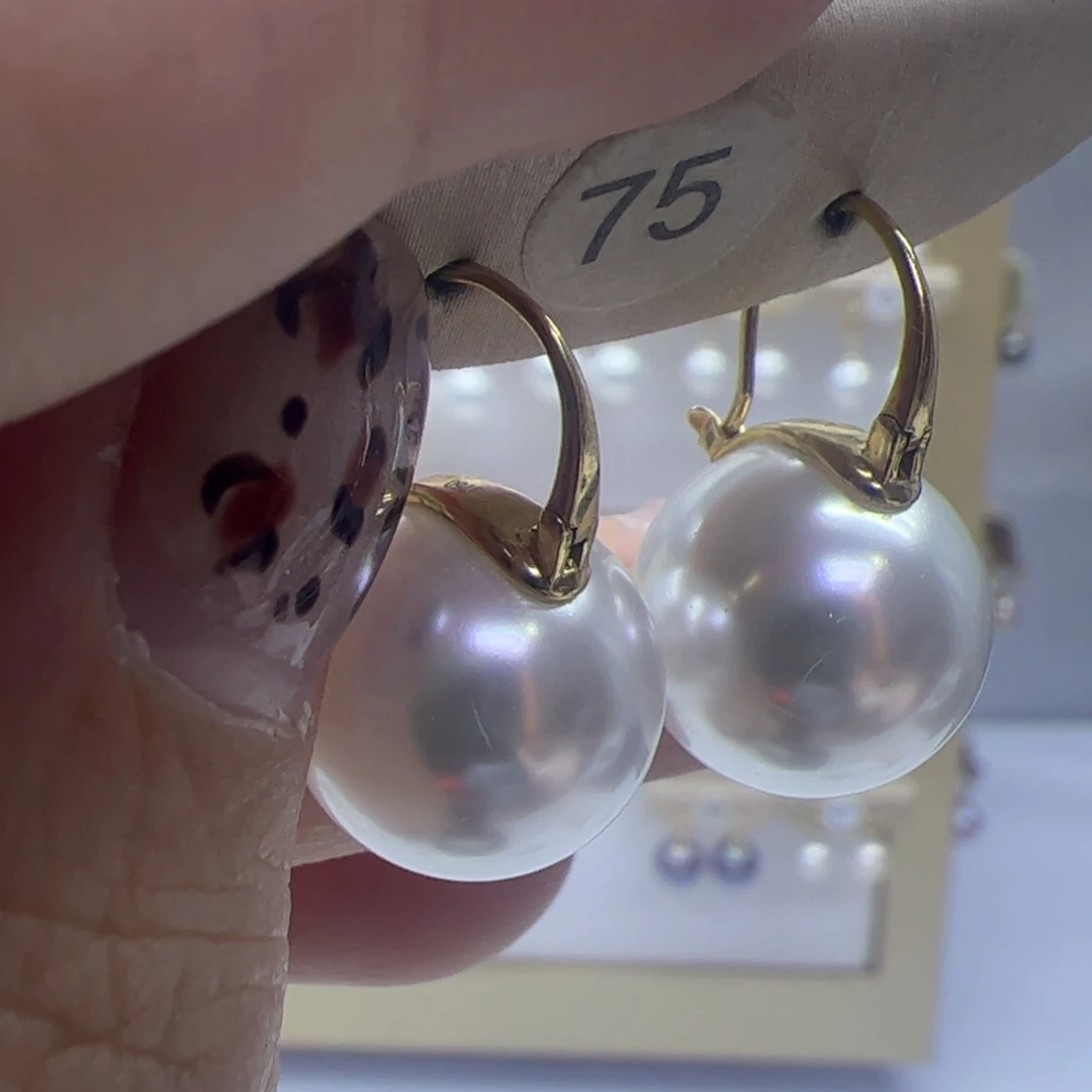 淡水珍珠耳饰18K金镶嵌