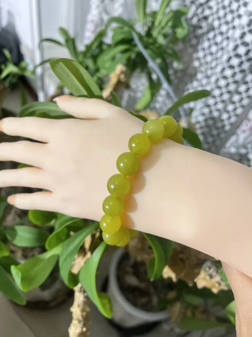 【抖音质检发货】岫玉黄口卡10精美手串