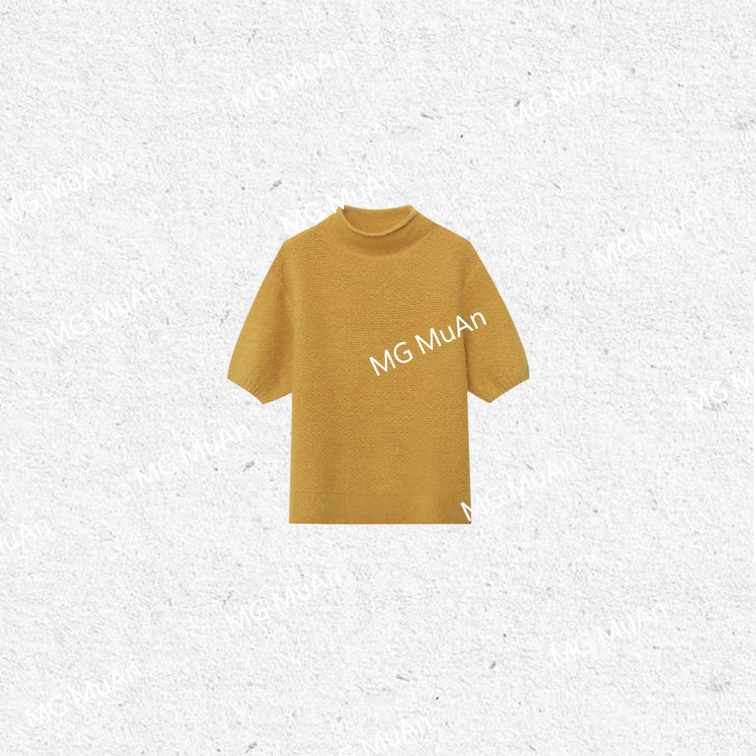 木岸MUAN：《油画T》定制330克纱线百搭宽松上衣半袖针女DG3-088-1