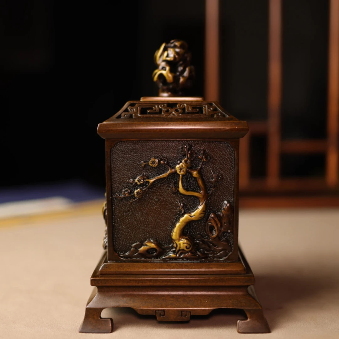 赵玉保手工铜炉 梅兰竹菊君子炉