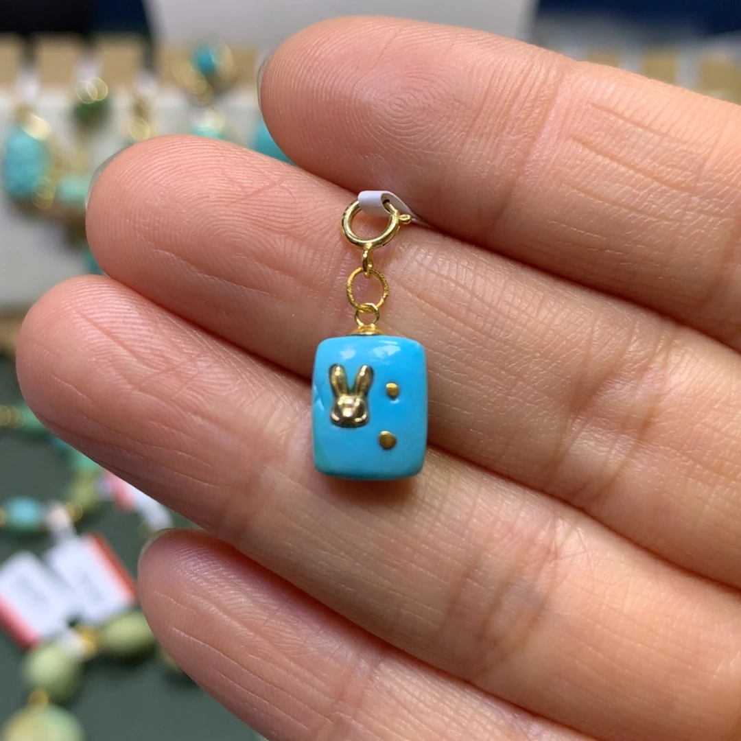 绿松石挂件18K金镶嵌