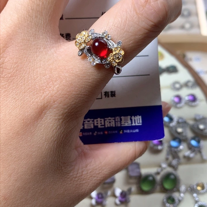 托帕石戒指银S925镶嵌洛*新疆西藏不包邮