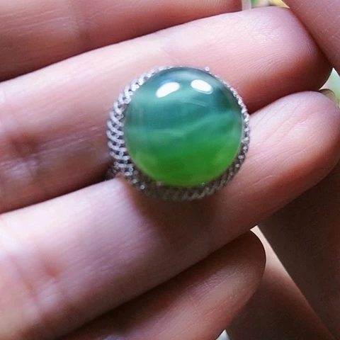 和田玉戒指银S925镶嵌