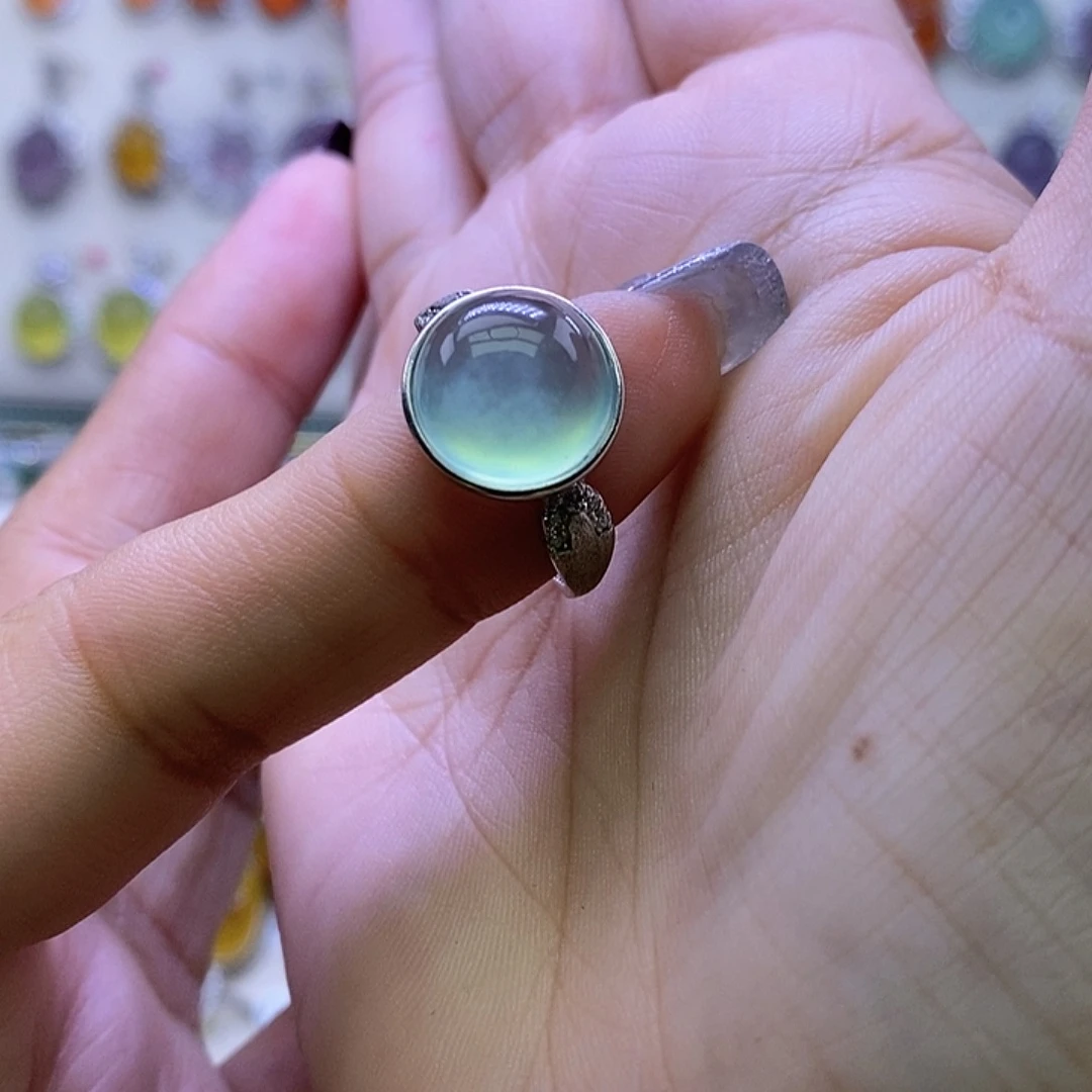 岫玉银S925镶嵌戒指