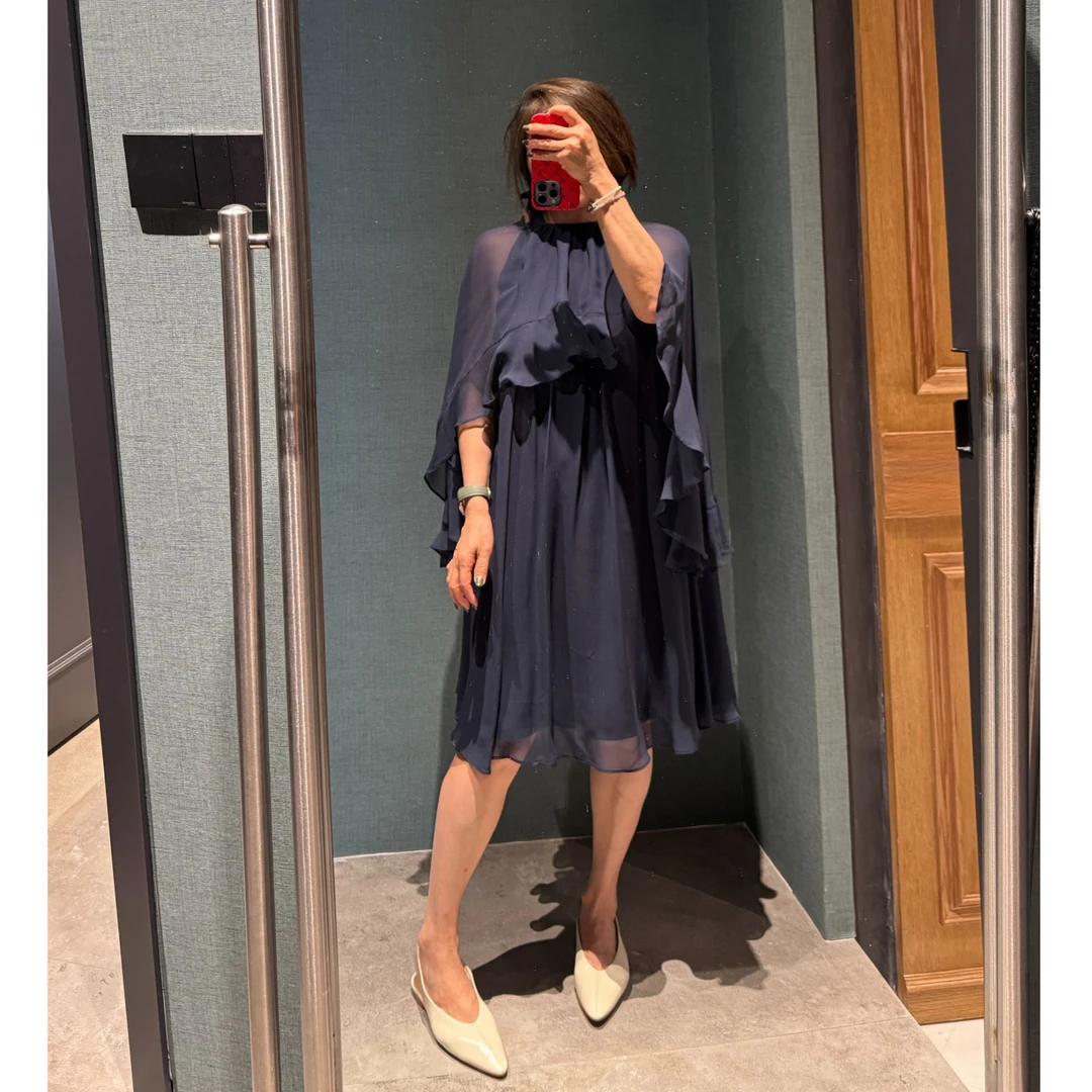 COCOLINDA | 100%桑蚕丝22姆米法式荷叶边连衣裙Q3044