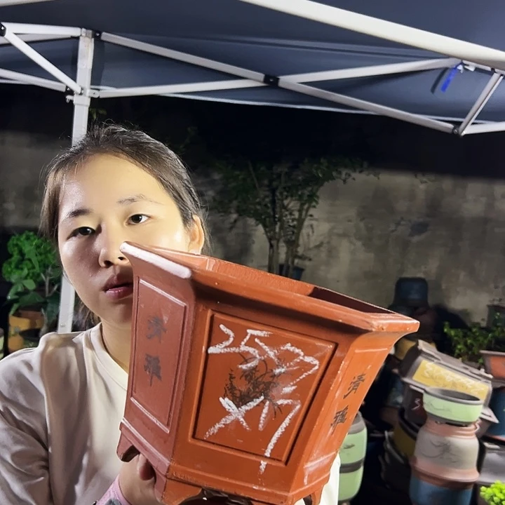 25红清雅六方花盆花盆