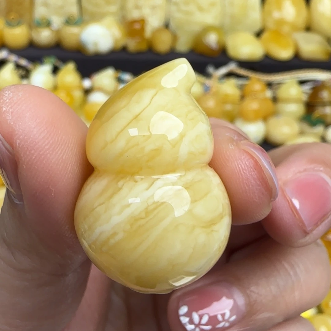 未镶嵌吊坠(不含链)琥珀天然俄料虎皮妖花蜜蜡葫芦吊坠