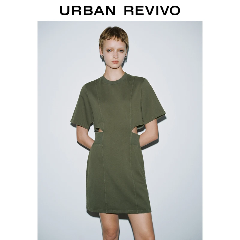 UR2025春季新款女装设计感解构复古做旧镂空连衣裙UYV750054