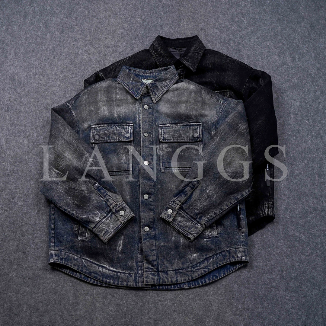 LANGGS&浪叔 冬季休闲翻领简约宽松百搭牛仔羽绒服-SD-99091