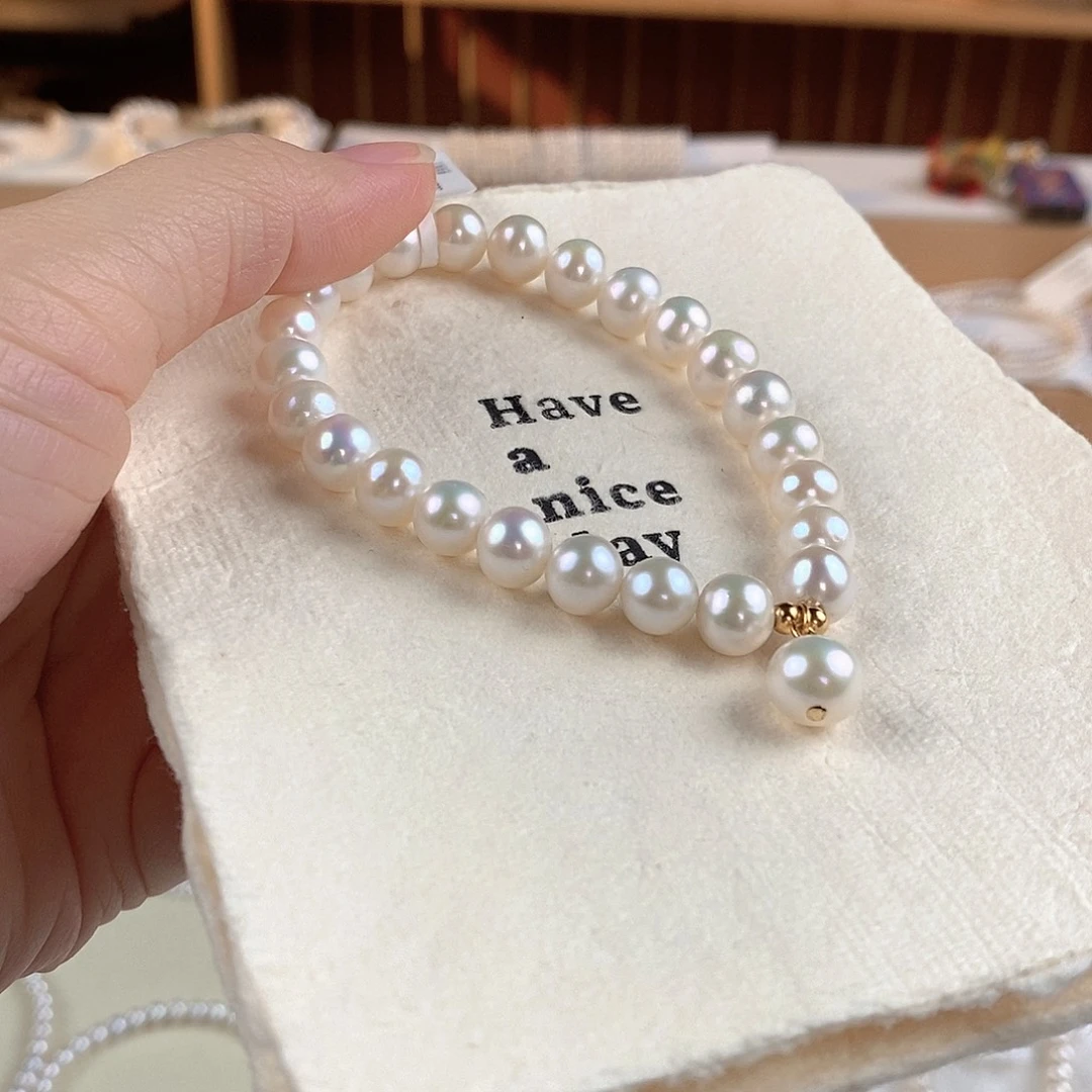 银S925镶嵌手绳淡水珍珠