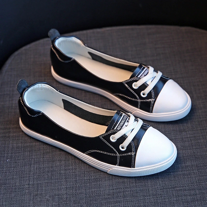 万达撤柜头层牛皮2025年春夏季百搭平底浅口小白女鞋夏款休闲板鞋