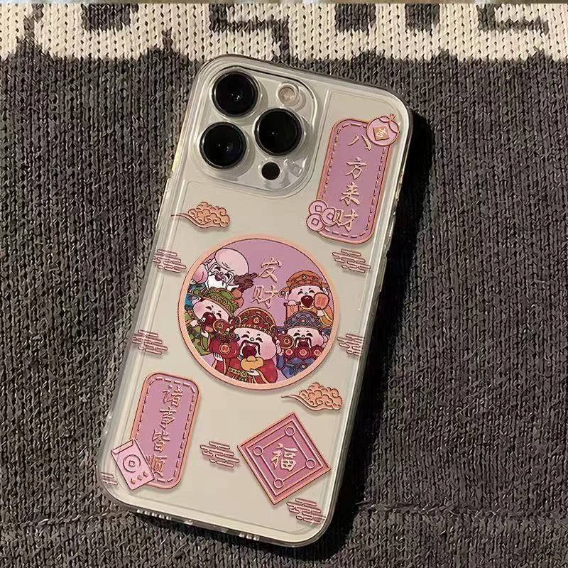 恭喜发财适用于苹果16ProMaxiphone手机壳太空壳情侣保护套可爱