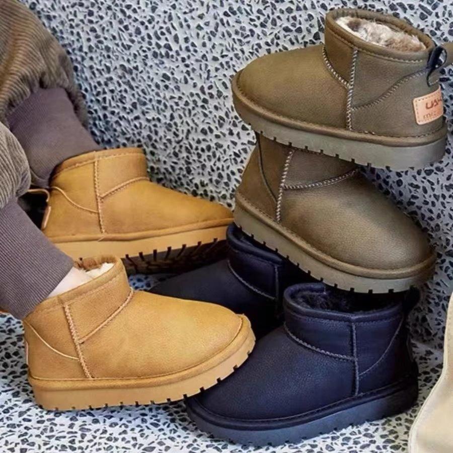 儿童羊毛口中大童雪地靴防水防滑男女童保暖加绒加厚棉靴冬季棉鞋