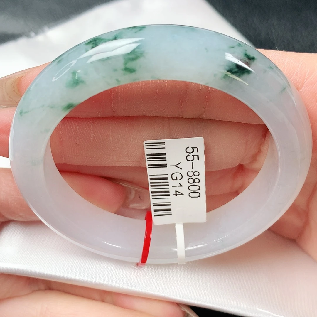 翡翠手镯未镶嵌冰飘花正圈55圈口34号