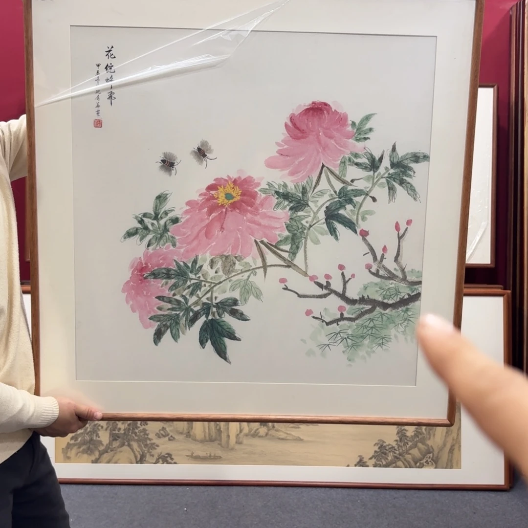 国画手绘作品带框