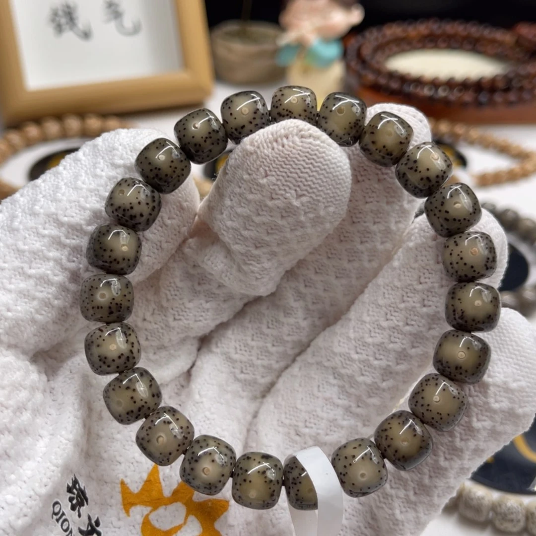 星月菩提手串绿幽灵糯冰10/9正月留白星点稀疏规整油亮