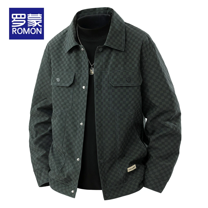 罗蒙春秋款男士翻领夹克男2025新款时尚男装秋季休闲工装外套男款