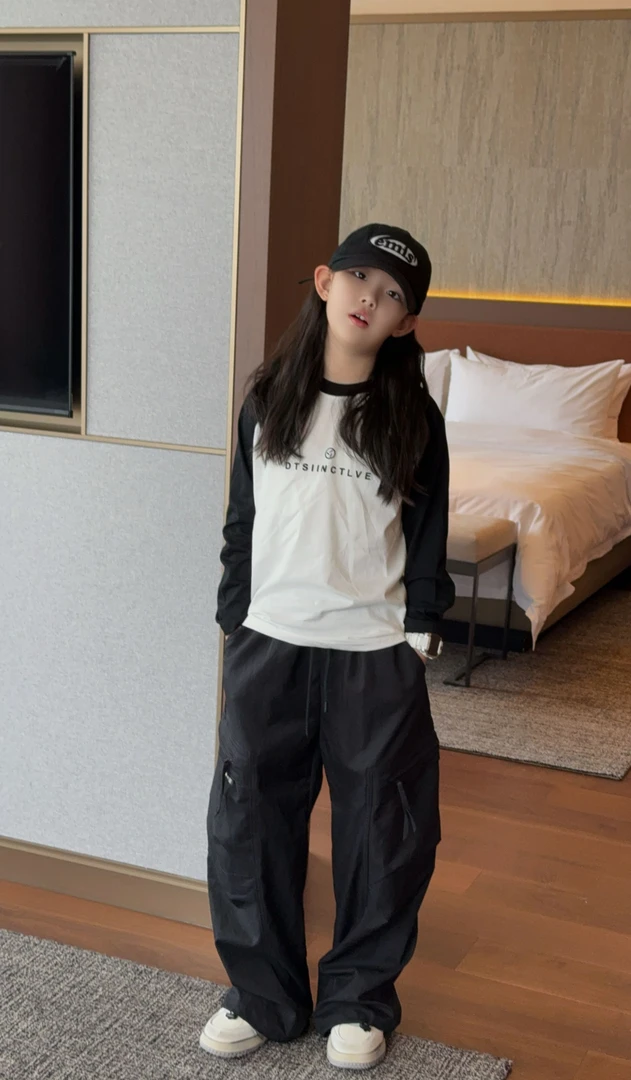 现货 2025春季新款儿童休闲男童女童插肩袖长袖T恤61015