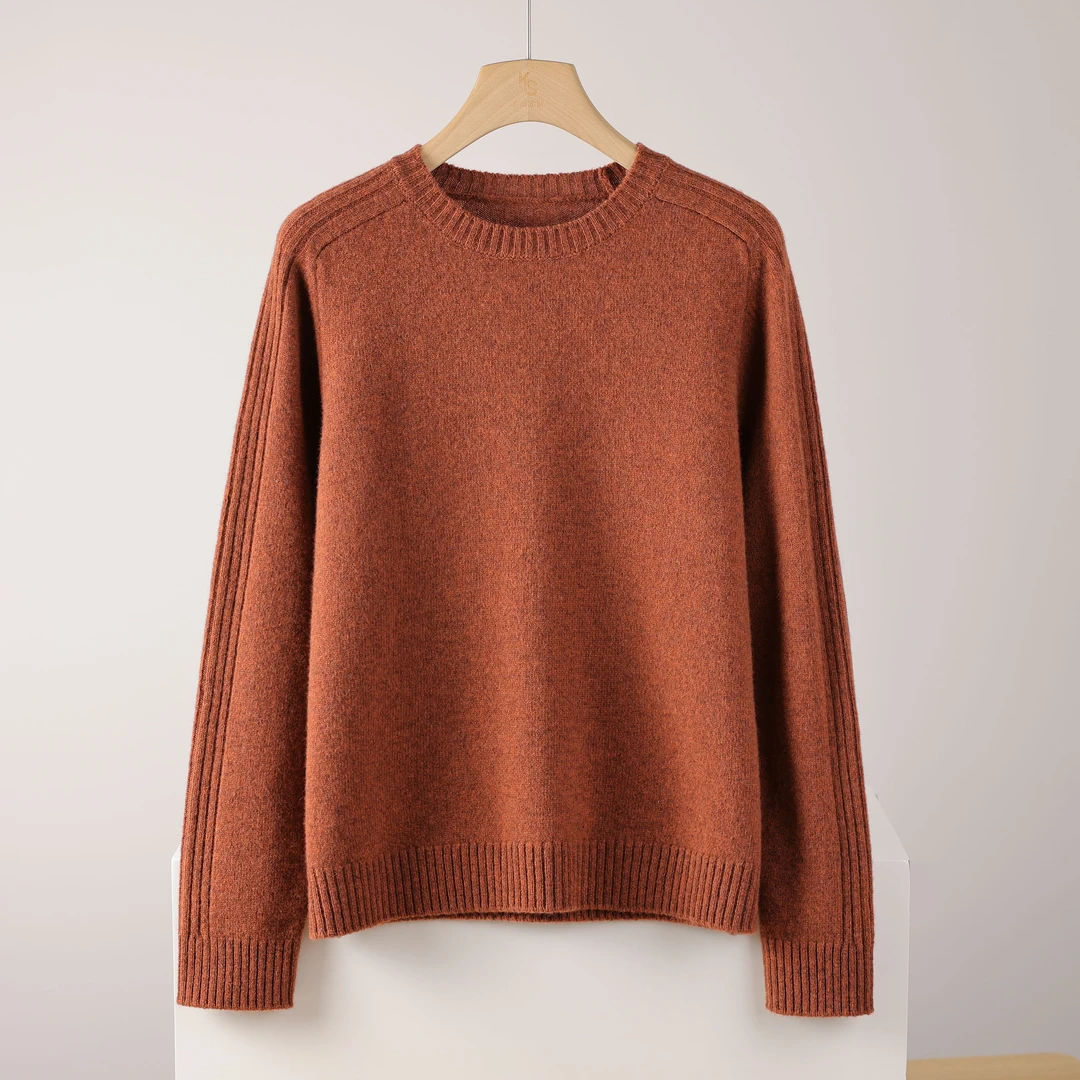 100%baby绵羊毛亲肤保暖针织衫2025秋冬新款设计款百搭长袖针织衫