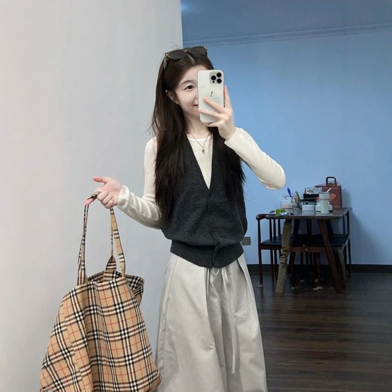 2025巨好看的早秋季韩系穿搭chic别致漂亮叠穿针织衫两件套上衣女
