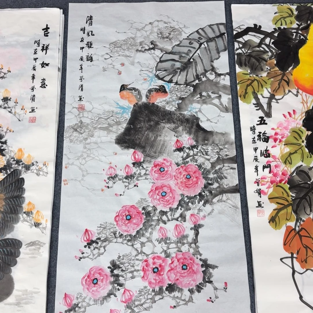 国画三尺尺寸50X100纯手绘作品