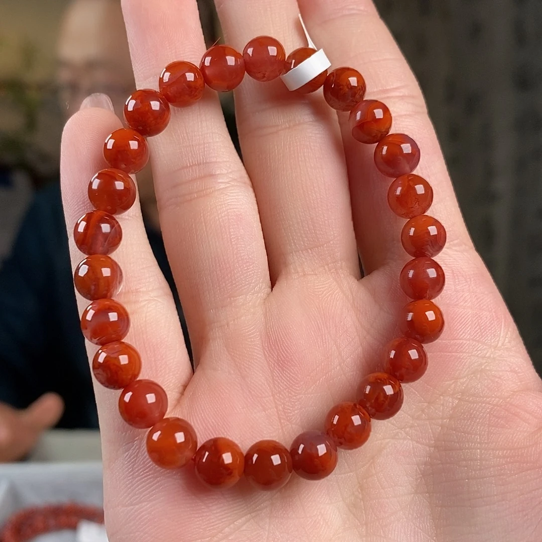 南红玛瑙未镶嵌手串原矿7mm火焰纹