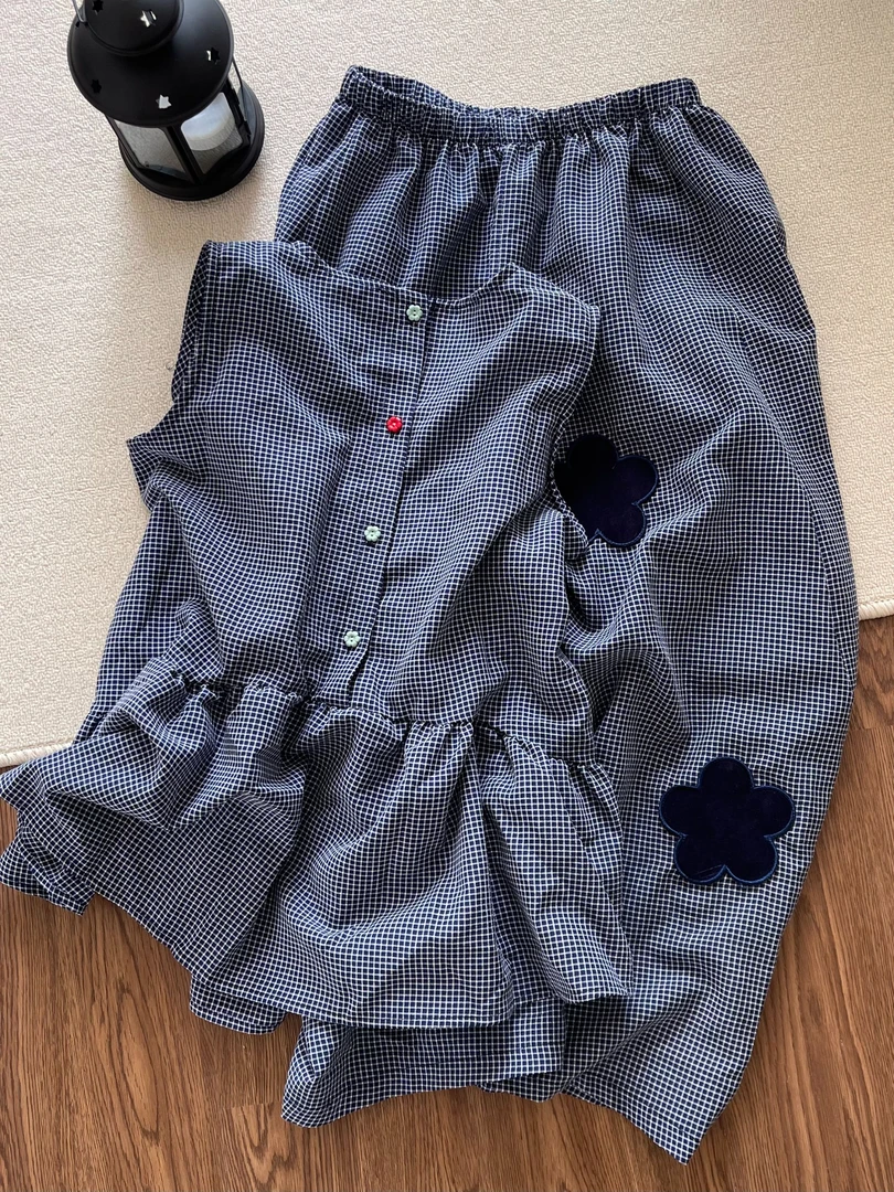 【DMXJ大梦想家】可爱少女格子花朵睡衣女款夏季新款宽松家居服套装