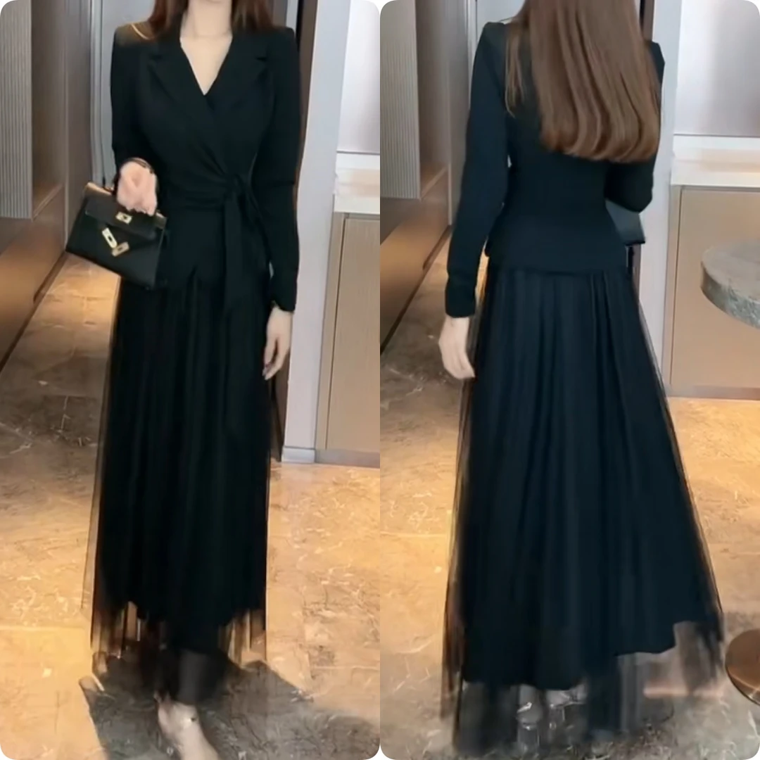 2025秋季新款时尚修身显瘦款女气质网红洋气连衣裙百搭款Z6346