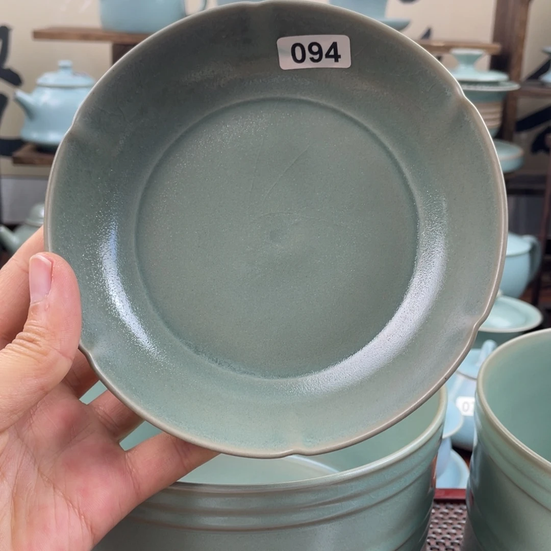 陶瑕疵柴烧葵口盘094号………$