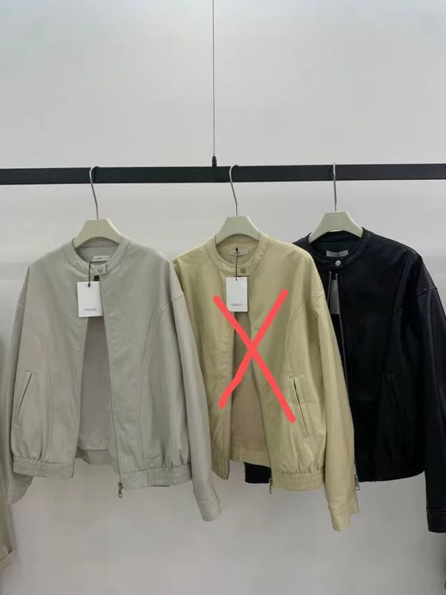 【梨花服饰】圆领皮衣