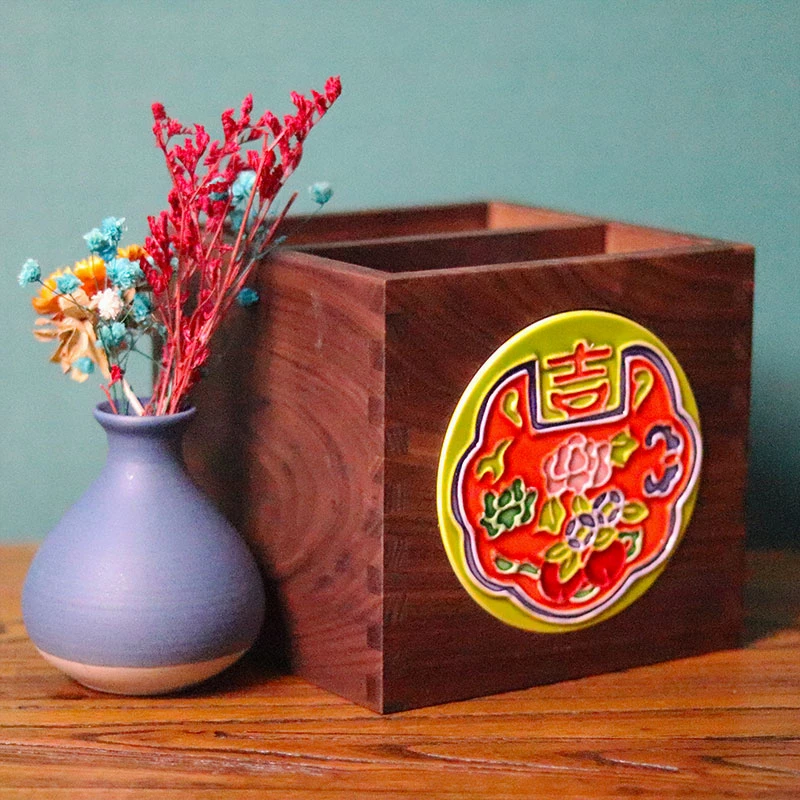 笔筒-黑胡桃多功能收纳摆件榫卯结构