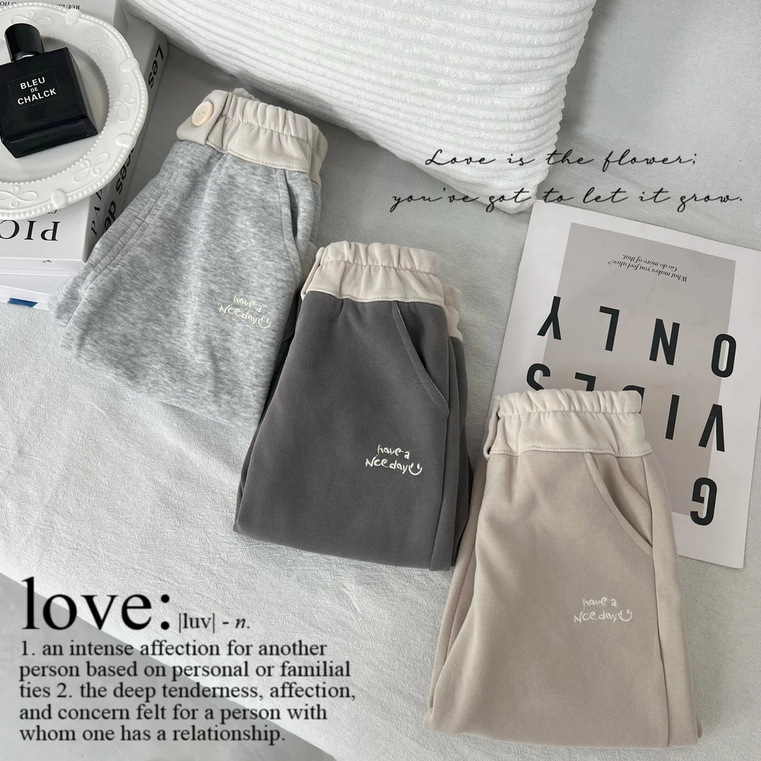 男童秋季休闲卫裤儿童百搭拼色洋气宽松韩版裤子男女宝宝外穿长裤