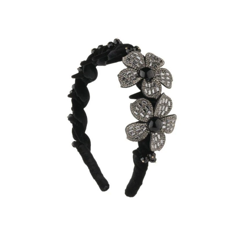 【花坞里】新款重工闪钻花朵头箍高级感丝绒立体花卉轻奢钻钻发箍
