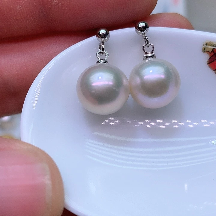 银S925镶嵌耳饰淡水珍珠