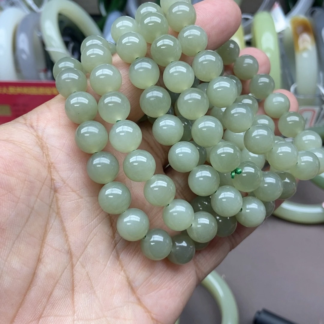 和田玉手串未镶嵌卡10