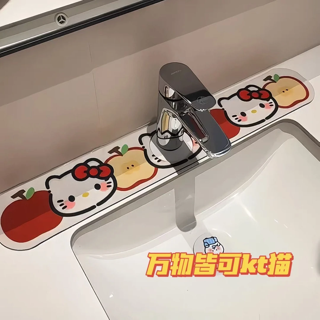 可爱kt水龙头沥水垫软硅藻泥吸水垫厨房卫生间边缘洗手台吸水垫yw