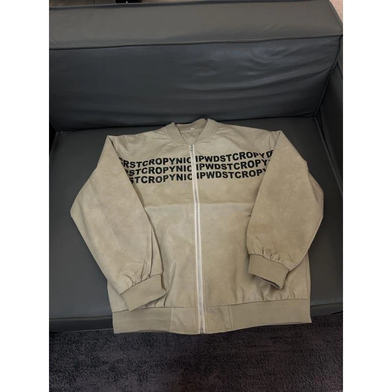 Z263 字母印花美式棒球服廓形高街hiphop高级感痞帅飞行夹克外套