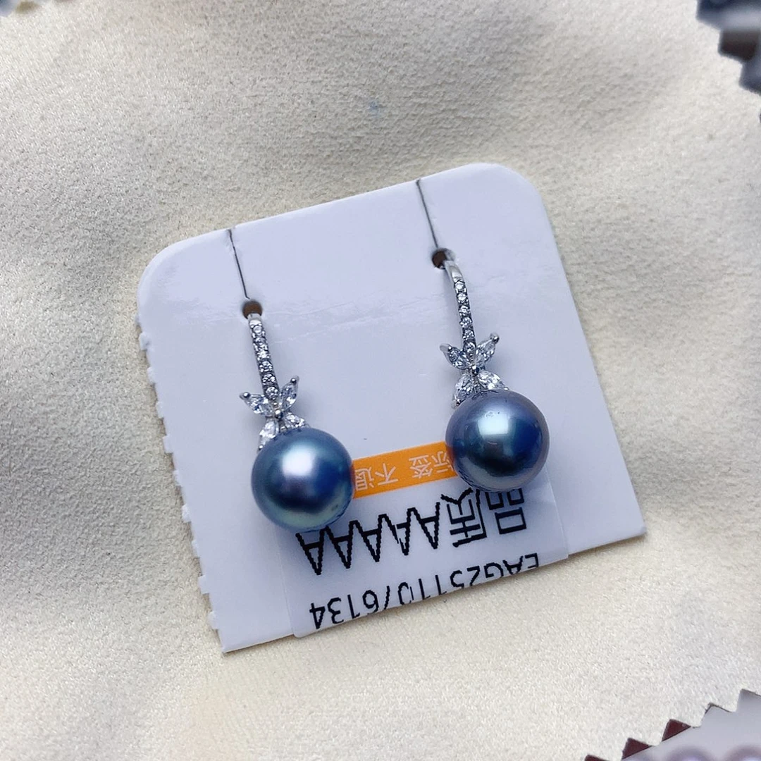 耳饰银S925镶嵌海水珍珠W28