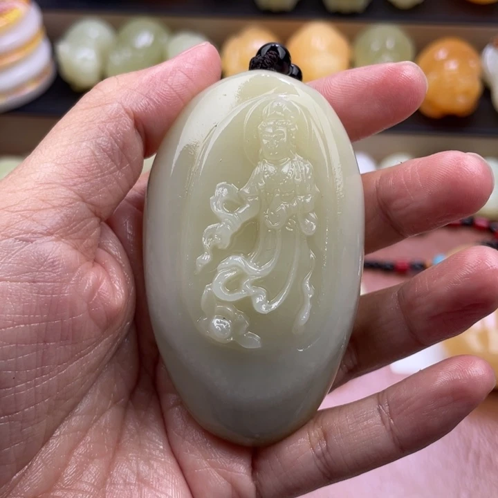 幽***、石材古青石手把件