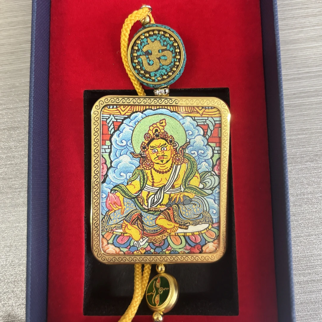 车载挂件半手绘黄财神双面来财