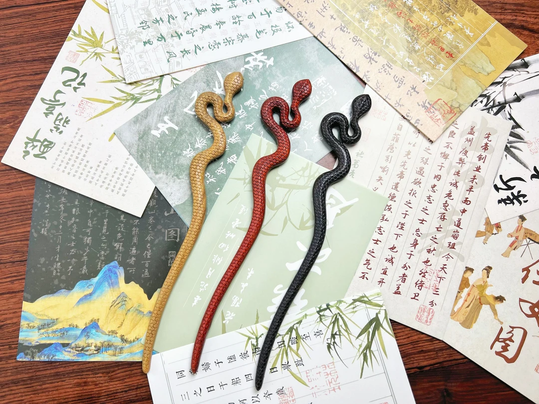 【青鳞】檀木发簪中式古典发饰实木古风高级感发簪子百搭国风簪发