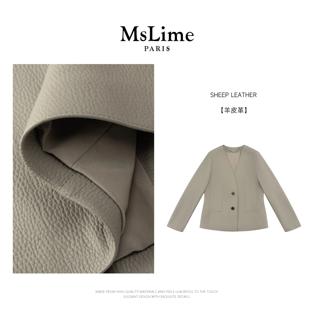 王嬛嬛MsLime春季新款 ‘’H家25c‘’100%羊皮革 皮衣 HD2A0299