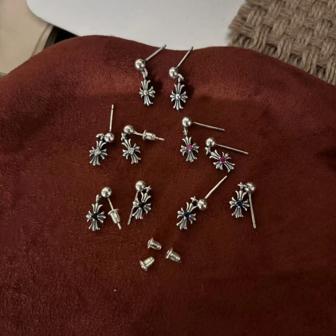 925银耳饰 通体S925银耳钉tiny双面十字耳坠-银子弹耳堵 SLYZ015