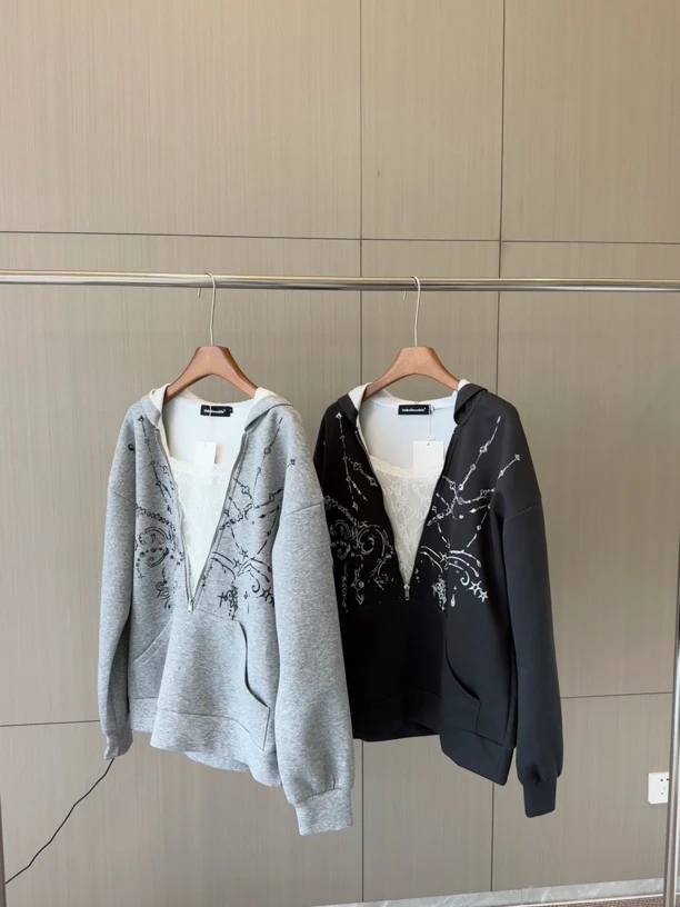 QIU&UB蕾丝拼接连帽卫衣101