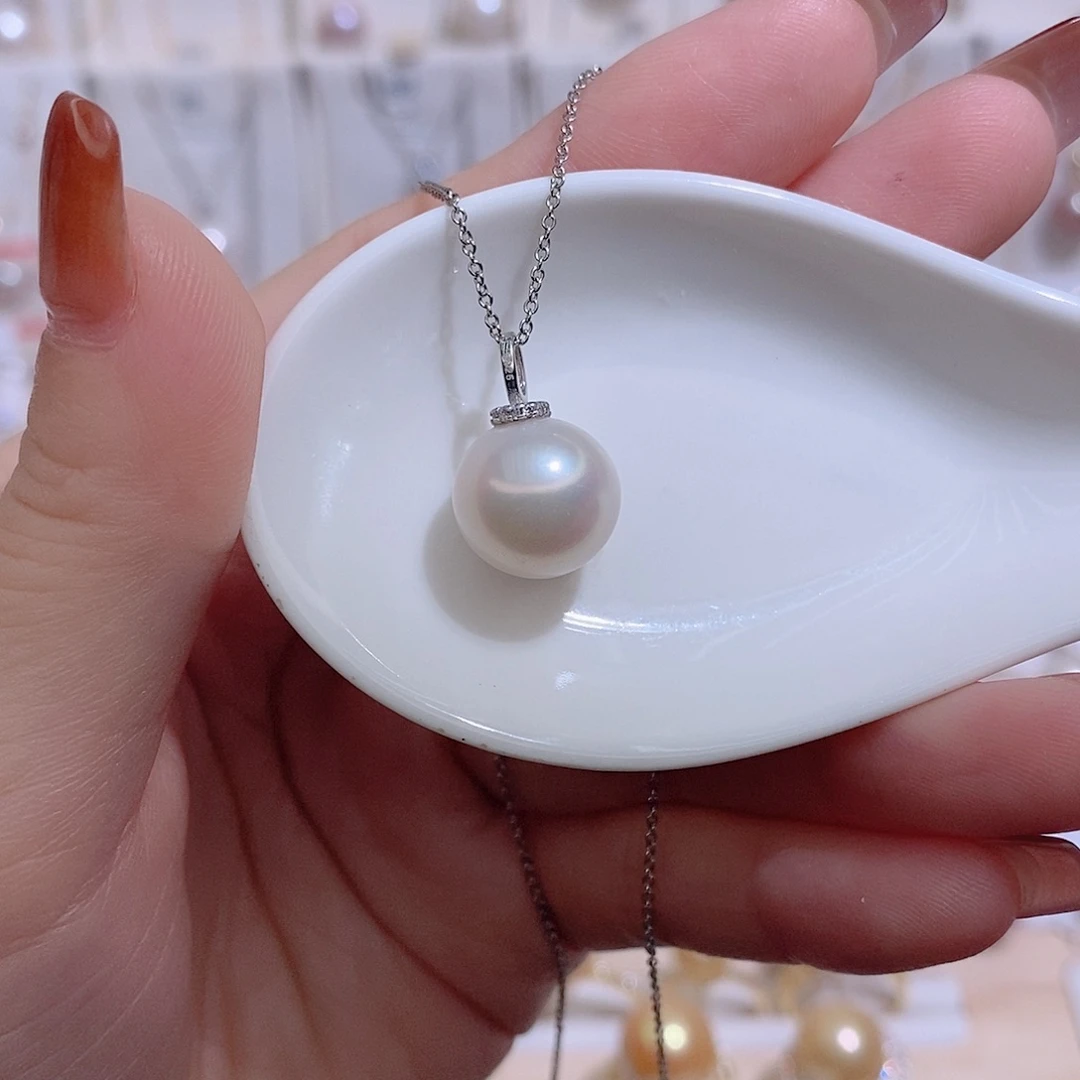 银S925镶嵌淡水珍珠吊坠(赠链)w